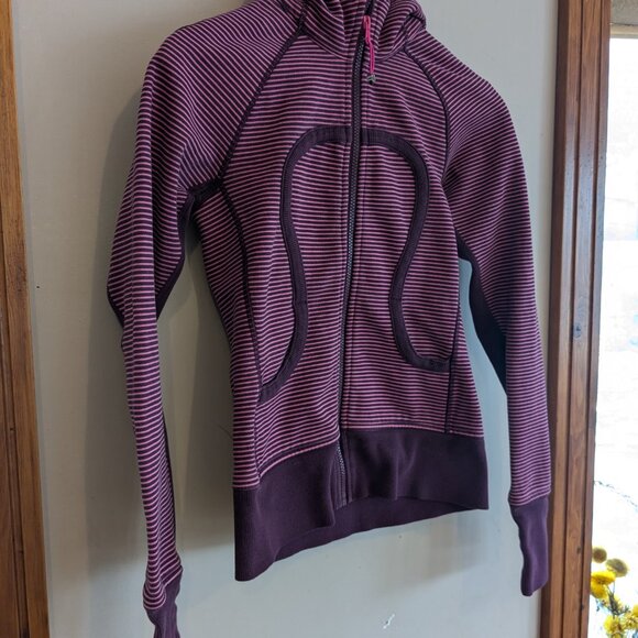 Lululemon Athletica Scuba Hoodie Size 4 Pink/Purple Stripe - Picture 3 of 6